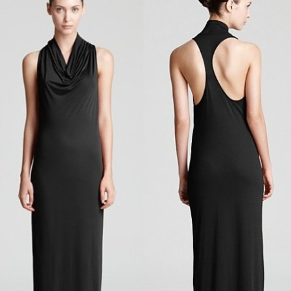 Helmut Lang Jersey Cowl-Neck Racerback Maxi Dress